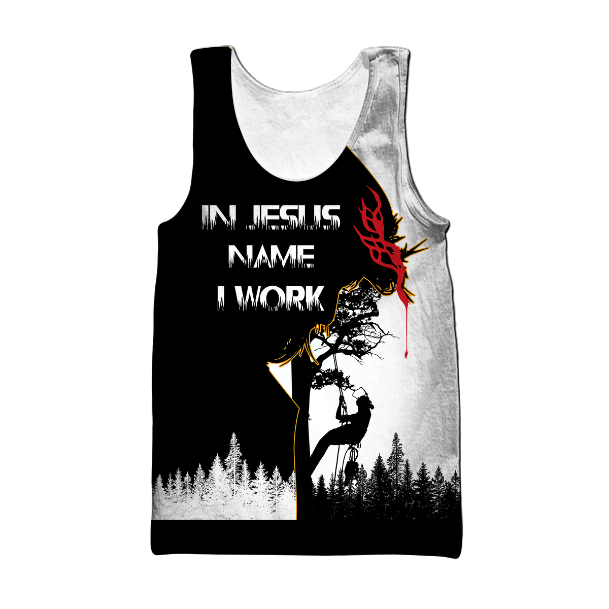 Premium Unisex All Over Printed In Jesus Name I Work Arborist Shirts MEI