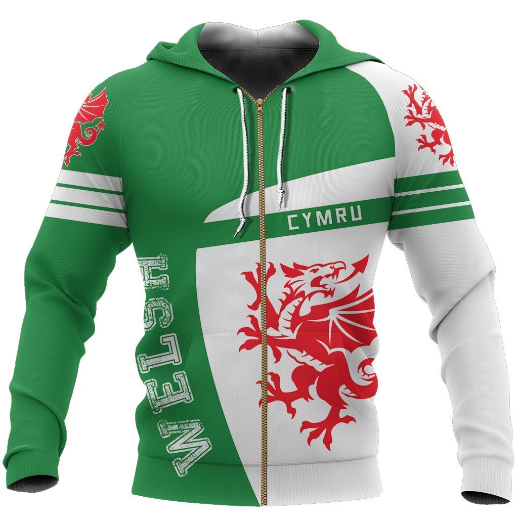 Wales Sport Hoodie - Premium Style NVD1053-Apparel-Dung Van-Zipped Hoodie-S-Vibe Cosy™