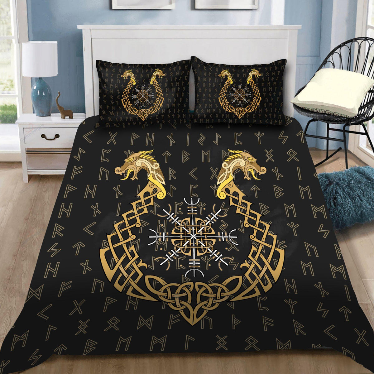 Viking Bedding Set - Aegishjalmur Helm Of Terror