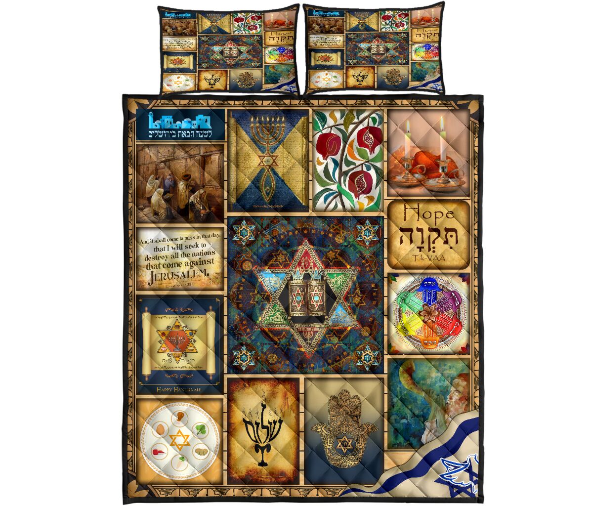 Jewish Star of David Quilt Bedding Set Pi081006S1-Quilt-MP-Twin-Vibe Cosy™