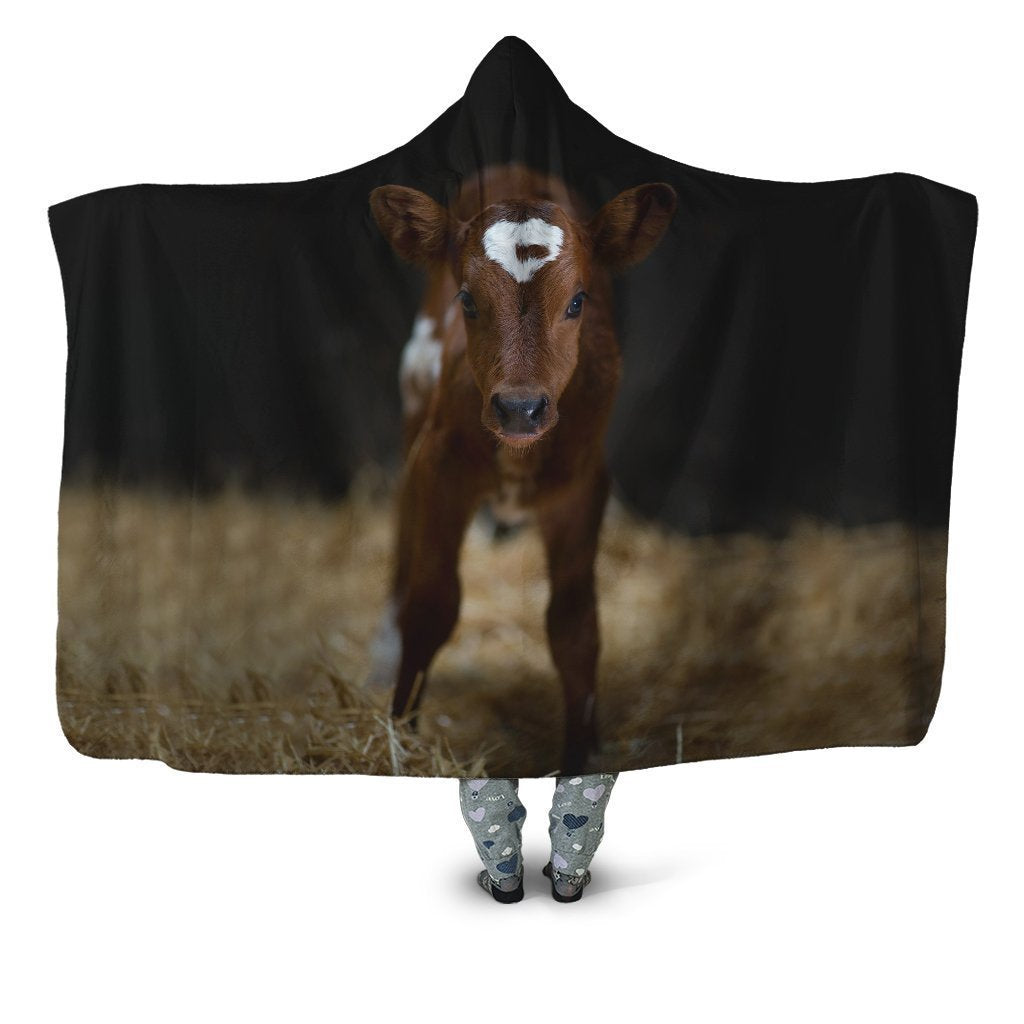 Beautiful Baby Cow Hoodie Blanket-Apparel-HD09-Hooded Blanket-Youth 49.6x59.05-Vibe Cosyβ’