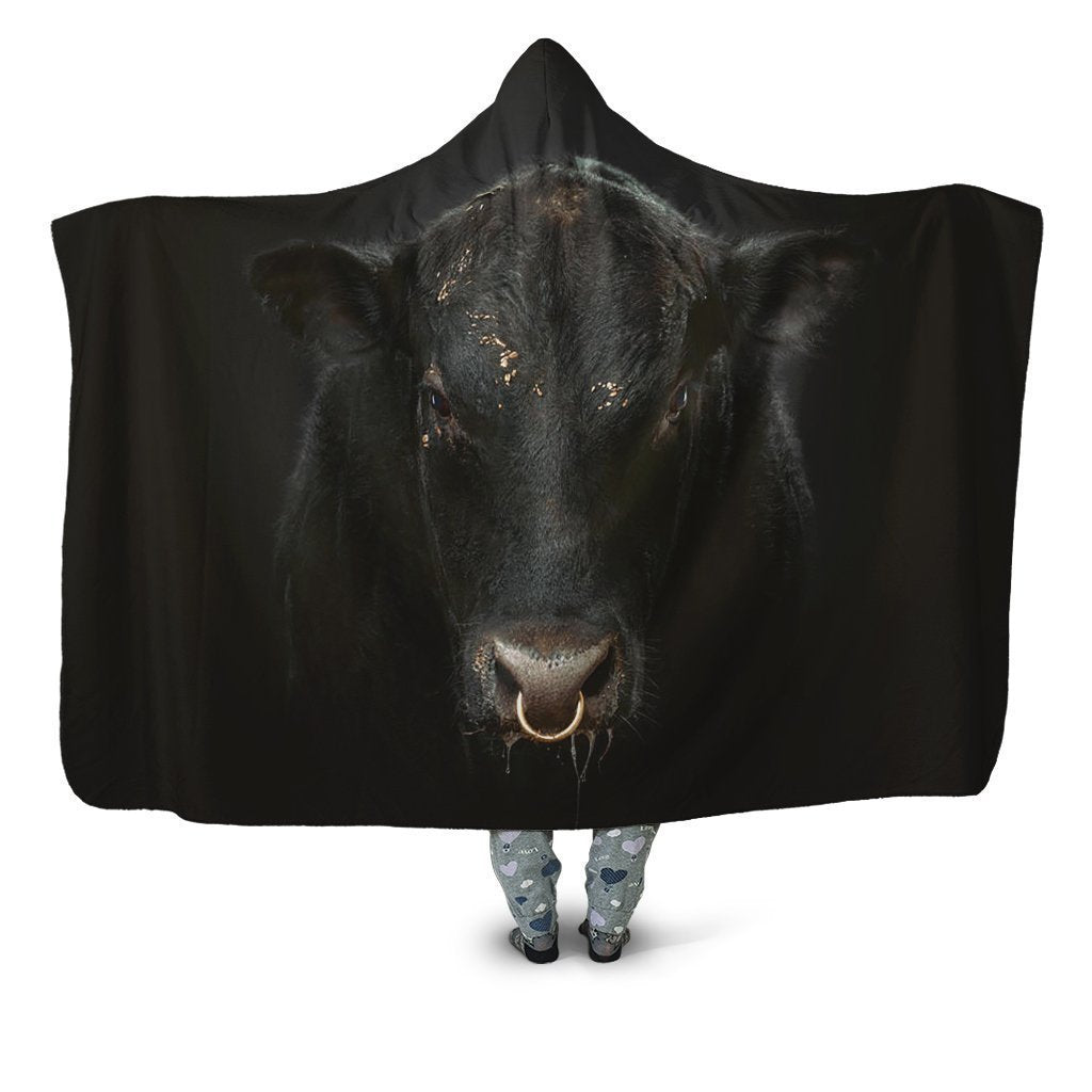 3D All Over Printed Black Cow Hoodie Blanket-Apparel-HD09-Hooded Blanket-Youth 49.6x59.05-Vibe Cosyβ’