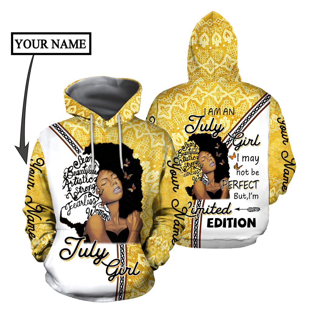 July Girl Personalized Name 3D All Over Printed Hoodie