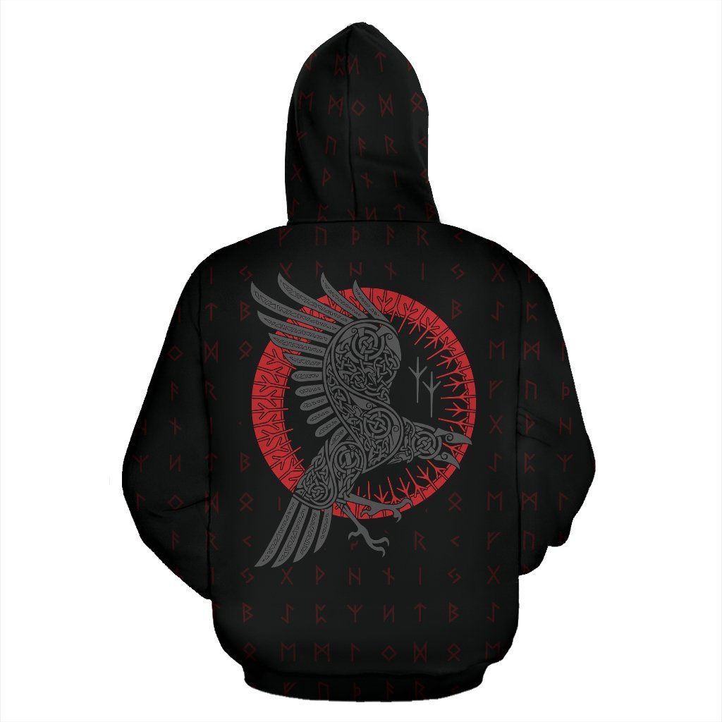 Viking Odin Raven Old Runes Style Hoodie-ALL OVER PRINT HOODIES-HP Arts-Hoodie-S-Vibe Cosy™