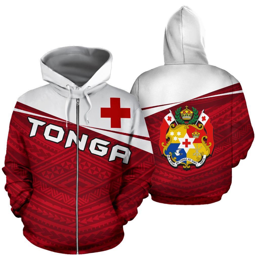 Tonga Coat Of Arms Hoodie - Vivian Style J9-Apparel-Phaethon-Zipped Hoodie-S-Vibe Cosy™