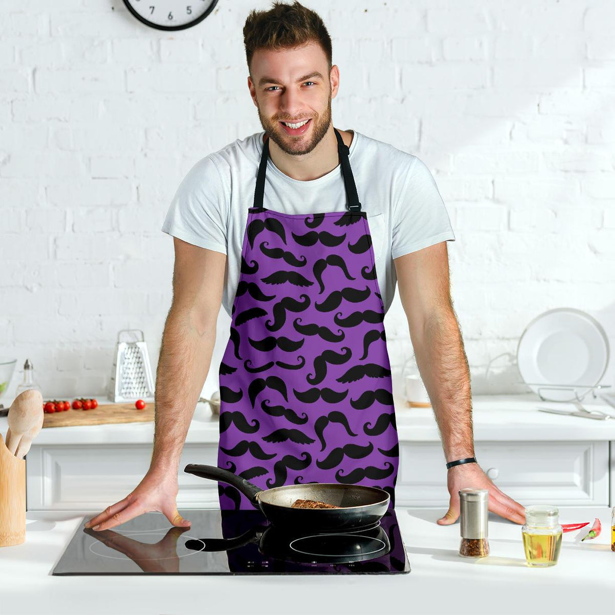 Mustache Purple Apron-Amaze Styleโข-Mustache Purple Apron-Vibe Cosyโข
