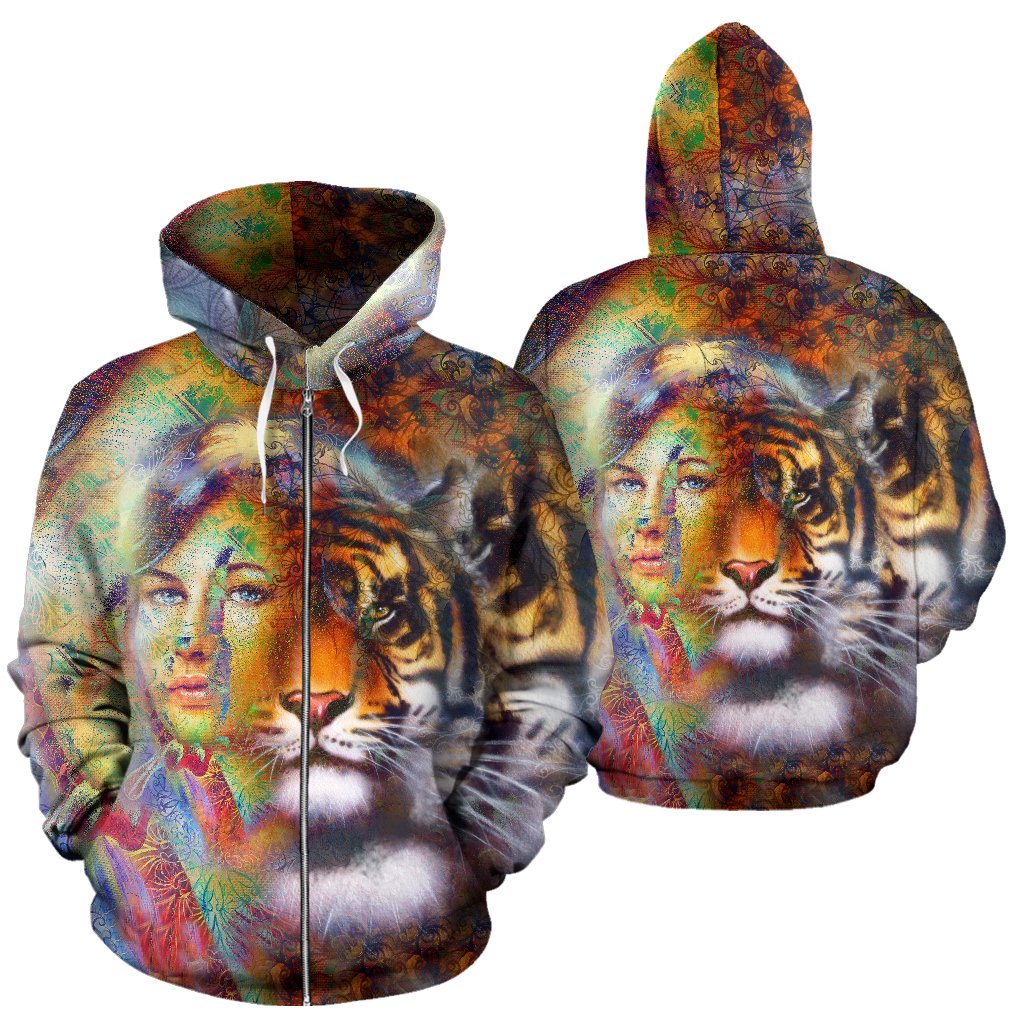 Donna Tigre Zip-Amaze Style™-Men's Zip-Up HoodieDonna Tigre Zip-S-Vibe Cosy™