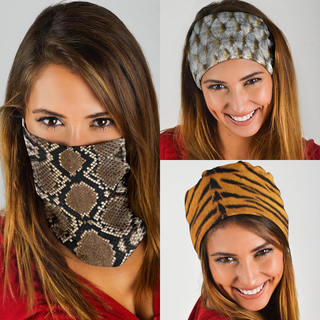 Animal Textures (Fish, Snake, Tiger) - Bandana 3 Pack-Amaze Styleโข-Animal Textures (Fish, Snake, Tiger) - Bandana 3 Pack-Vibe Cosyโข