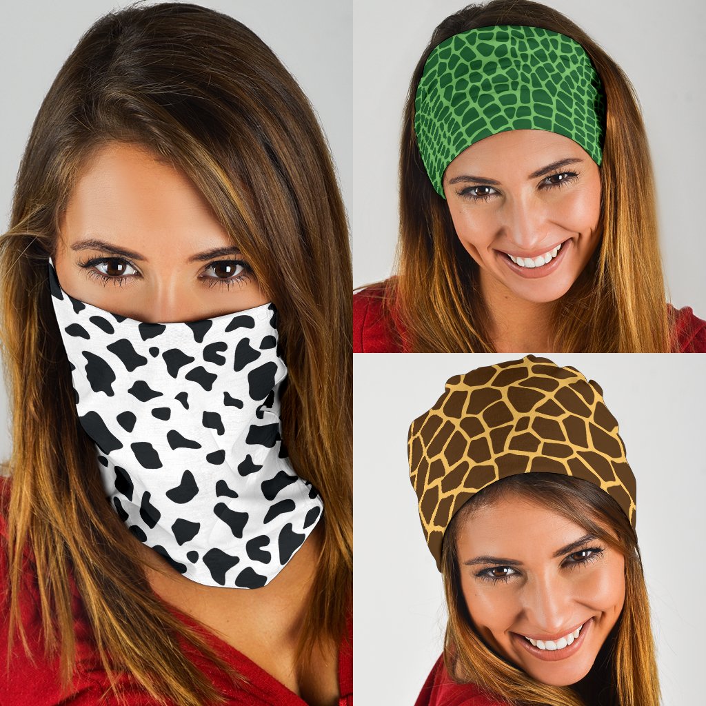 Animal Print Pop Art (Cow, Croc, Giraffe) - Bandana 3 Pack-Amaze Style™-Animal Print Pop Art (Cow, Croc, Giraffe) - Bandana 3 Pack-Vibe Cosy™