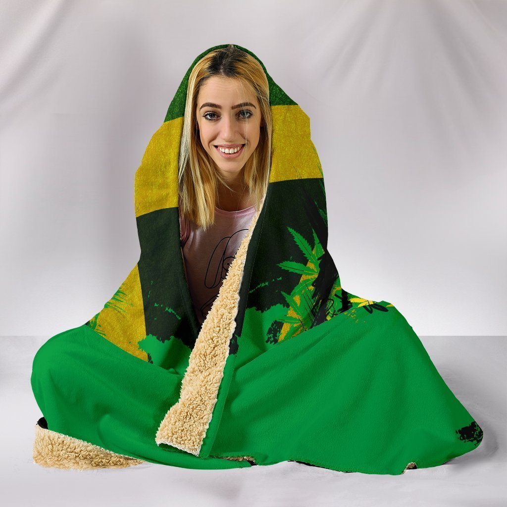 Jamaica - Jamaican Lion Hooded Blanket A7-Apparel-Phaethon-Hooded Blanket-Youth 49.6x59.05-Vibe Cosyβ’