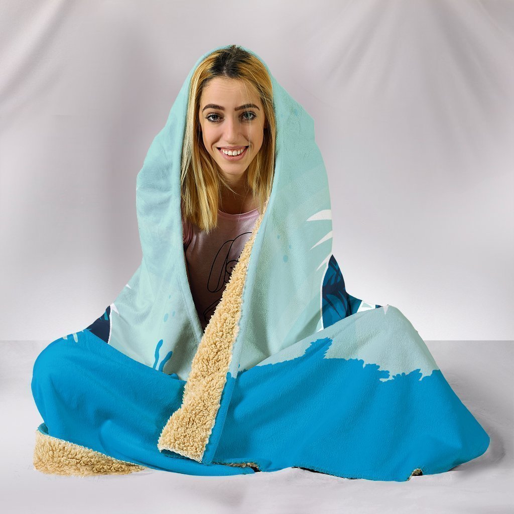 Custom Hoodie Blanket - Turtle Swimming-6teenth Worldโข-Hooded Blanket-Youth 60"x45"-Vibe Cosyโข