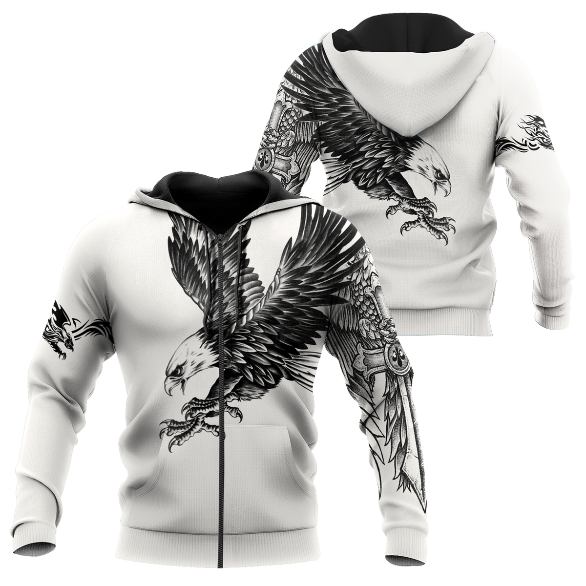 Eagle Tatoo Hoodie 3D All Over Printed Shirts For Men Pi15072003-Apparel-LAM-Zipped Hoodie-S-Vibe Cosy™