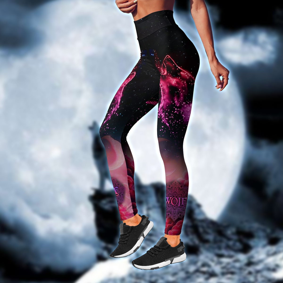 Purple Wolf 3D All Over Printed Hoodiedress Shirt by SUN AM290501-Apparel-SUN-Legging-S-Vibe Cosyβ’
