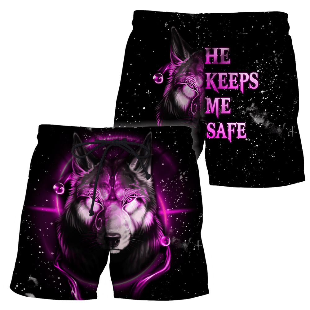 Galaxy Wolf He Keeps Me Safe Hoodie MEI