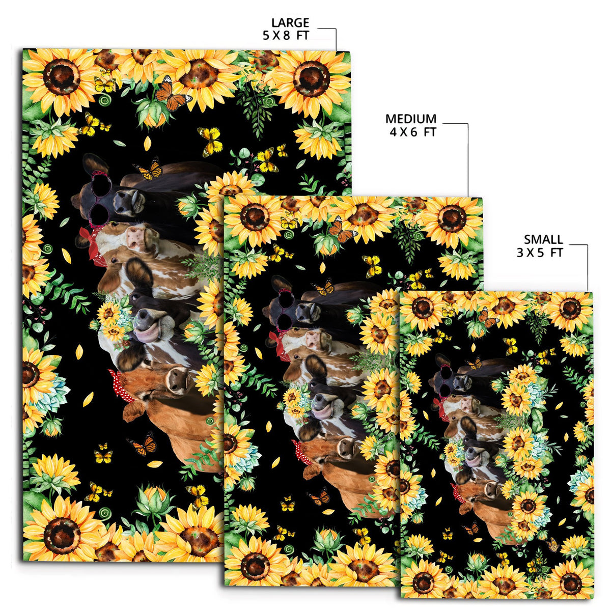 Cool Heifers And Sunflower Rug HHT19092002-MEI