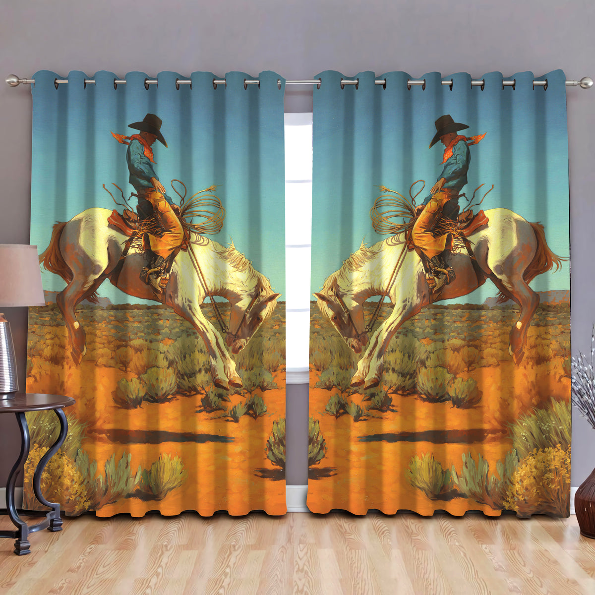 Cowboy Style Thermal Grommet Window Curtains DQB07312001-TQH-Curtains-TQH-52'' x 63''-Vibe Cosyβ’