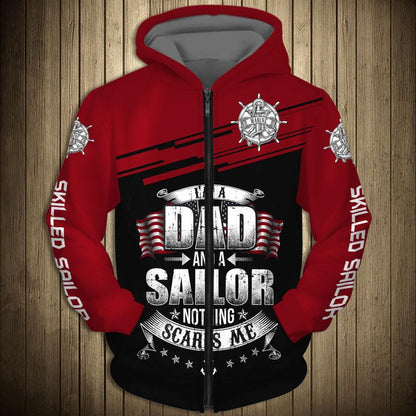 US Sailor Nothing scares Custom name 3D printed shirts