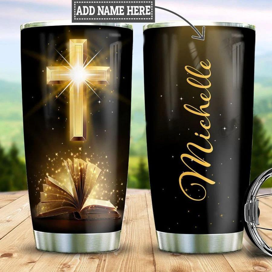 Jesus Cross and Bible Persionalize Stainless Steel Tumbler 20oz