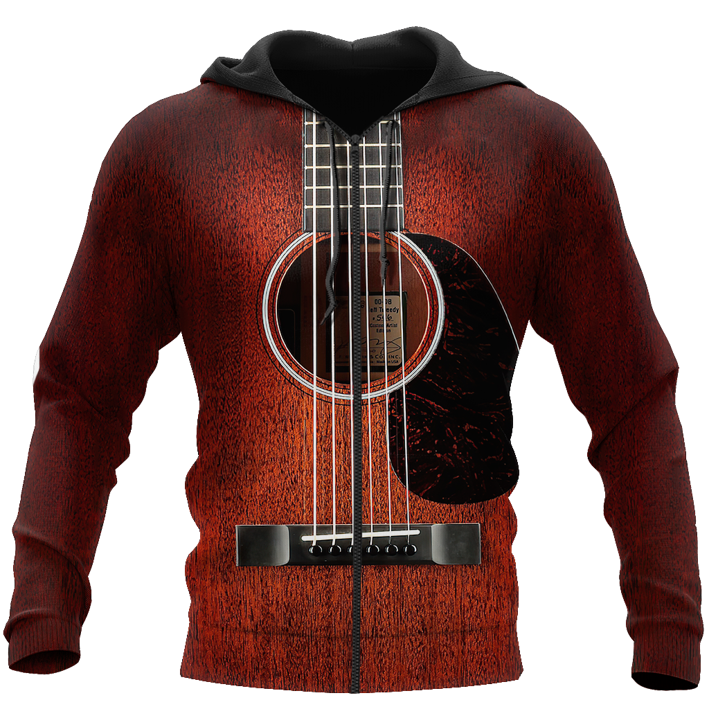 Wood Guitar 3D All Over Printes-Apparel-HP Arts-Zipped Hoodie-S-Vibe Cosy™