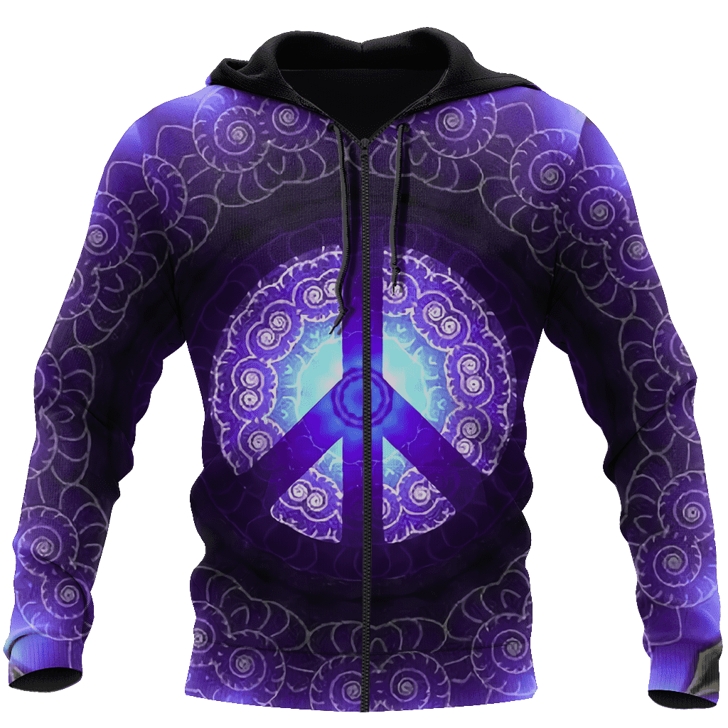 Hippie Peace 3D All Over Printed Hoodie Shirt by SUN AM100301-Apparel-SUN-Zipped Hoodie-S-Vibe Cosy™