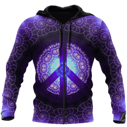 Hippie Peace 3D All Over Printed Hoodie Shirt by SUN AM100301-Apparel-SUN-Zipped Hoodie-S-Vibe Cosy™