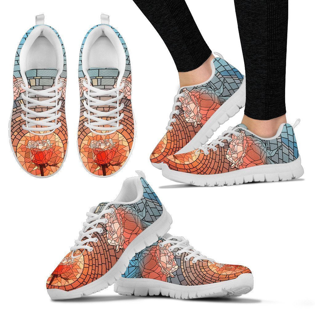 Stained Glass Rose Women's Sneakers-6teenth World™-Women's Sneakers-US5 (EU35)-Vibe Cosy™