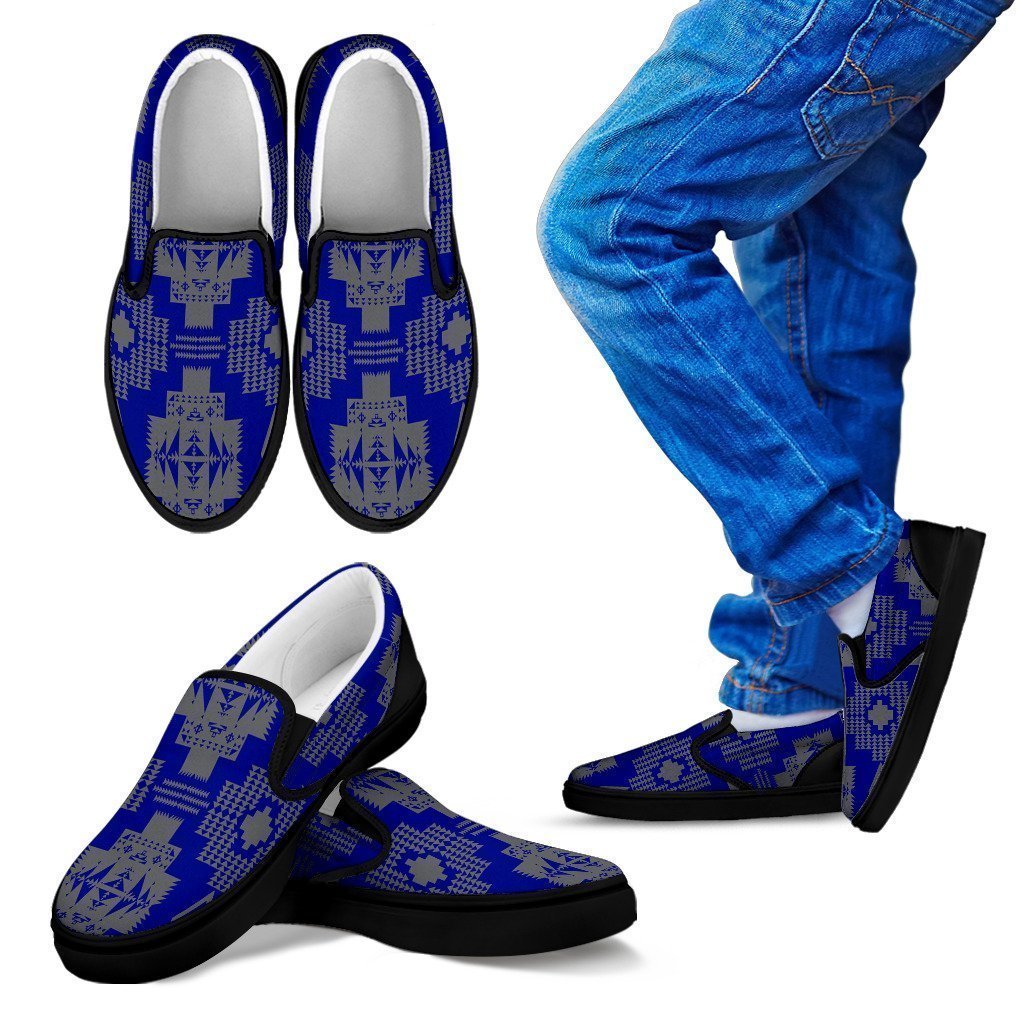 Seven Tribes Blue with Gray Sopo Kid's Slip Ons-6teenth World™-Kid's Slip Ons-11 CHILD (EU28)-Vibe Cosy™