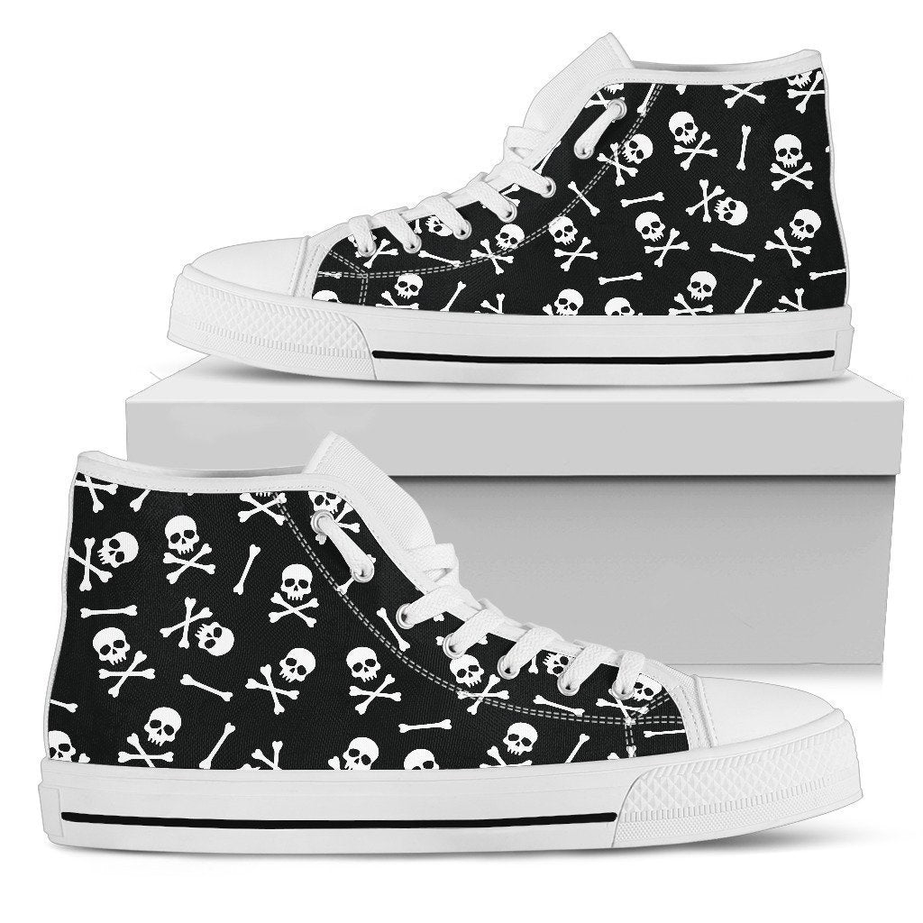 Skull Patterns-6teenth Outlet-Mens High Top - White - Skull Patterns-US5 (EU38)-Vibe Cosy™