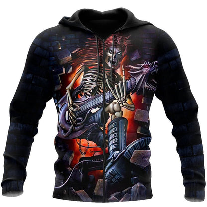 Rock and roll Skull music 3D all over printed for man and women JJ27062002-Apparel-PL8386-Zipped Hoodie-S-Vibe Cosy™