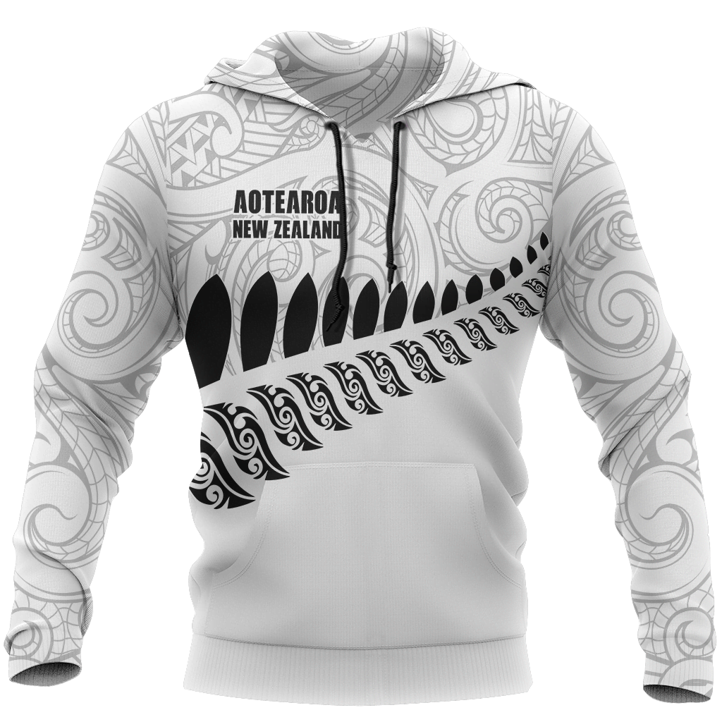 New Zealand Aotearoa Pullover Hoodie White Ver HC1003-Apparel-Huyencass-Hoodie-S-Vibe Cosy™