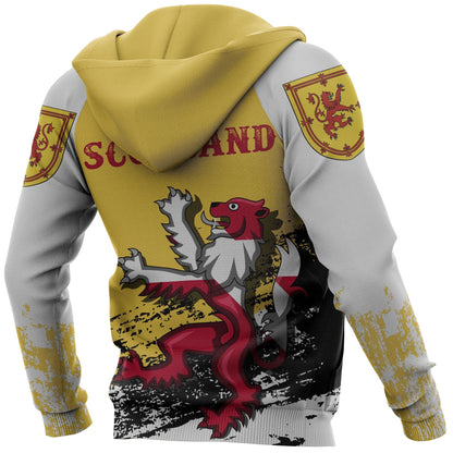 Rampant Lion of The Royal Arms of Scotland Hoodie Yellow NNK 1501-Apparel-PL8386-Zip Hoodie-S-Vibe Cosy™
