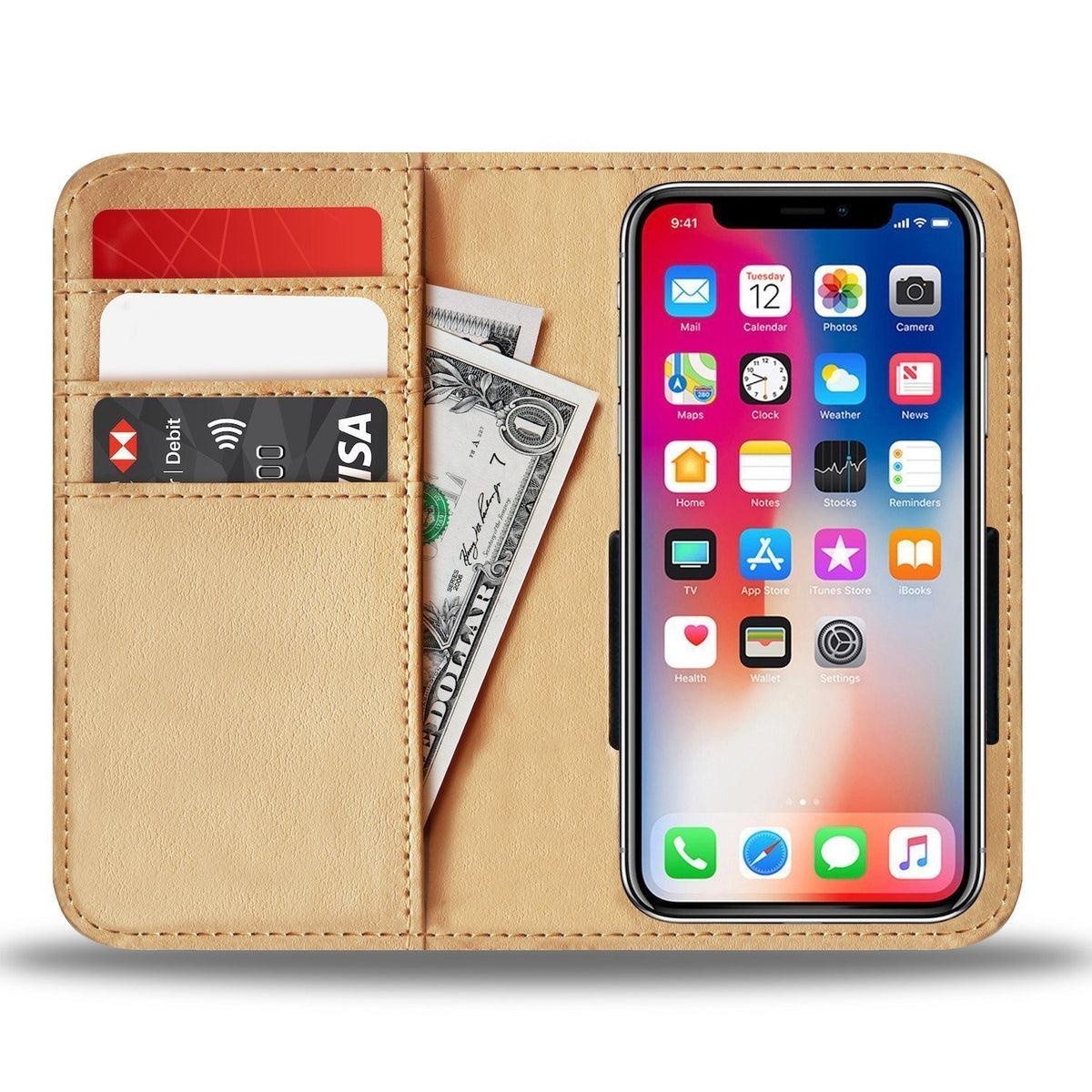 Watercolor Cow Wallet Phone Case-Wallet Case-wc-fulfillment-iPhone X / Xs-Vibe Cosy™