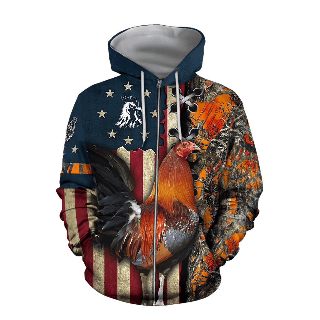 Rooster 3D All Over Printed Shirts for Men and Women AM261202-Apparel-TT-Zipped Hoodie-S-Vibe Cosy™