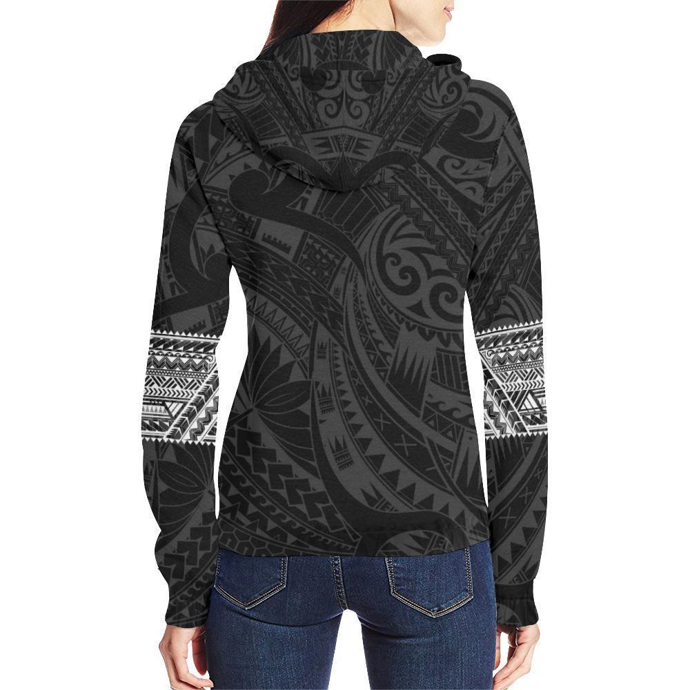 Aotearoa Maori Tattoo All Over Hoodie White PL-Apparel-PL8386-Hoodie-S-Vibe Cosy™
