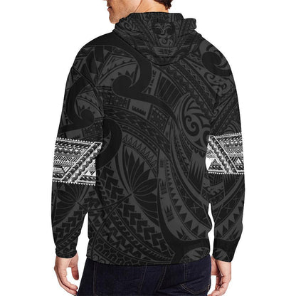 Aotearoa Maori Tattoo All Over Hoodie White PL-Apparel-PL8386-Hoodie-S-Vibe Cosy™