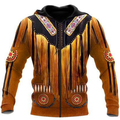 Native Cowboy Jacket No6 Cosplay 3D Over Printed Unisex Deluxe Hoodie ML