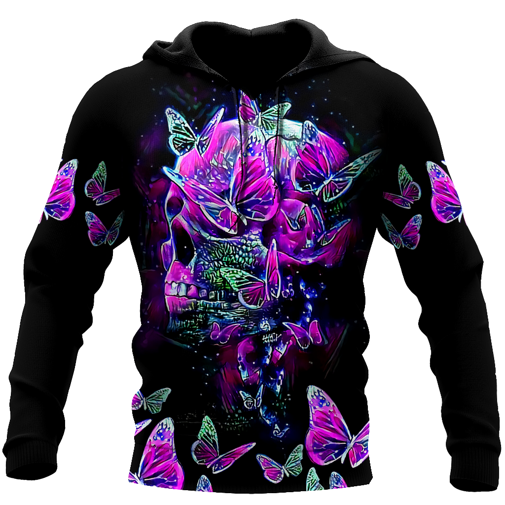Butterfly Love Skull 3D all over printed for man and women-Apparel-PL8386-Hoodie-S-Vibe Cosy™