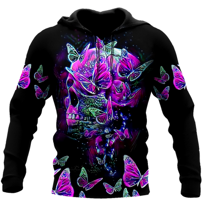 Butterfly Love Skull 3D all over printed for man and women-Apparel-PL8386-Hoodie-S-Vibe Cosy™
