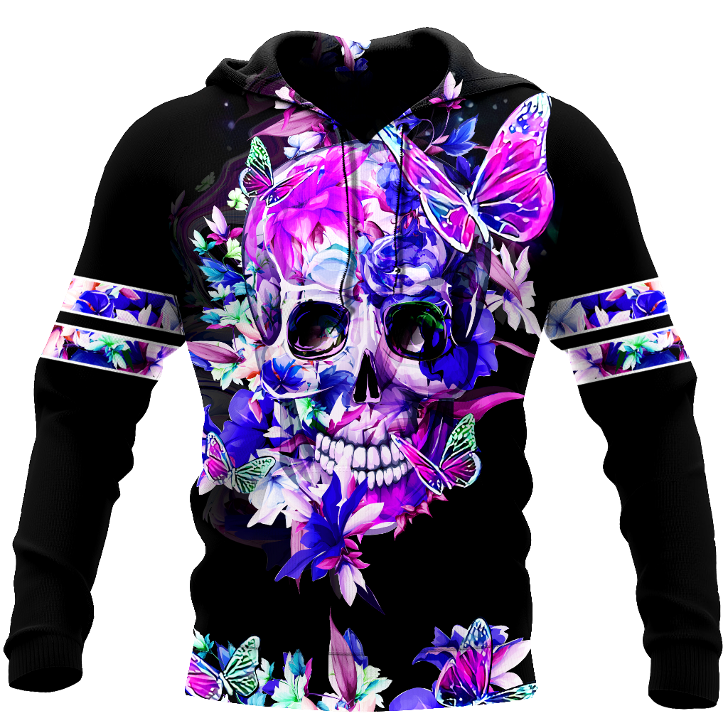 Butterfly Love Skull 3D all over printed for man and women QB05252002-Apparel-PL8386-Hoodie-S-Vibe Cosy™