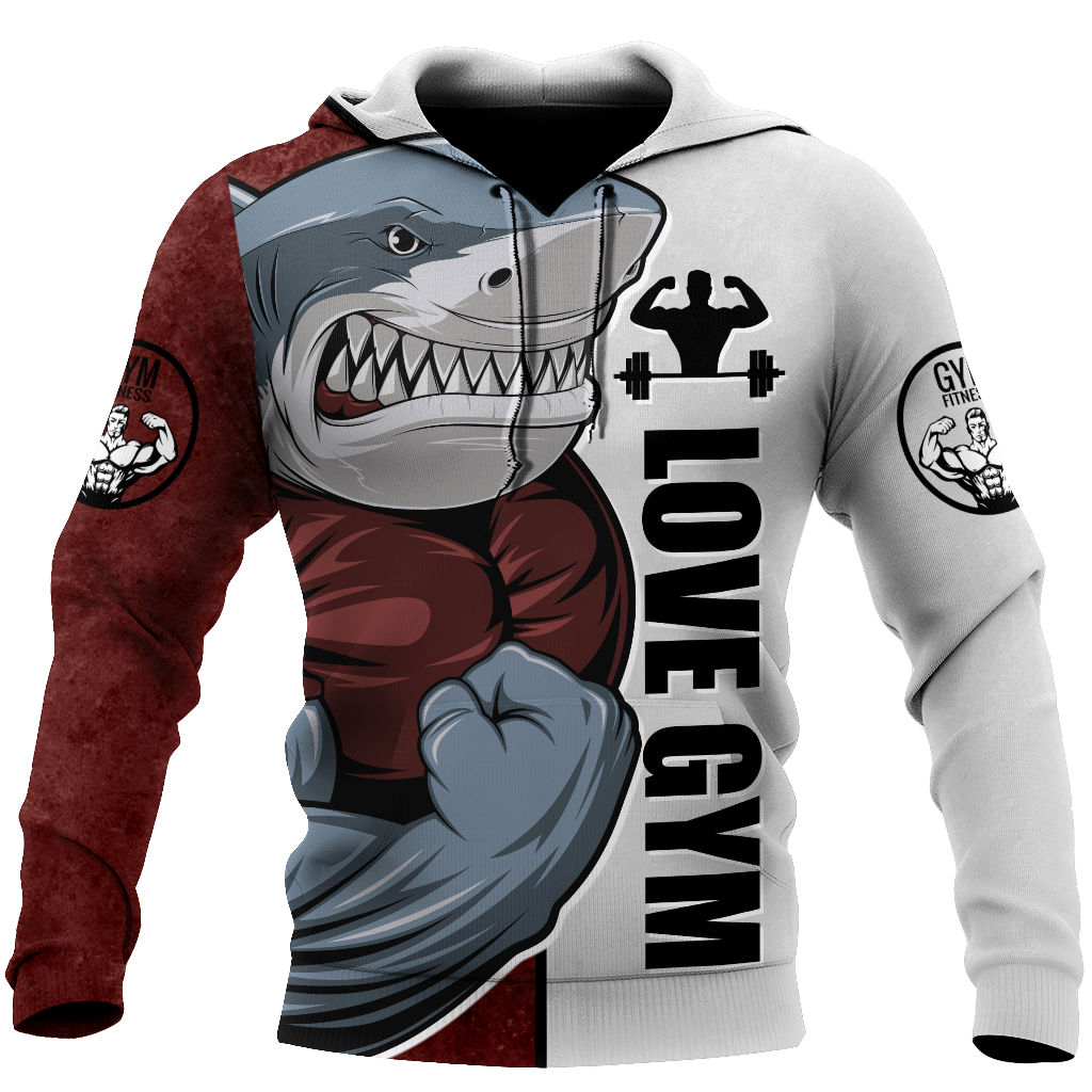 Gym shark 3d all over printed for man and women QB05292002-Apparel-PL8386-Hoodie-S-Vibe Cosy™