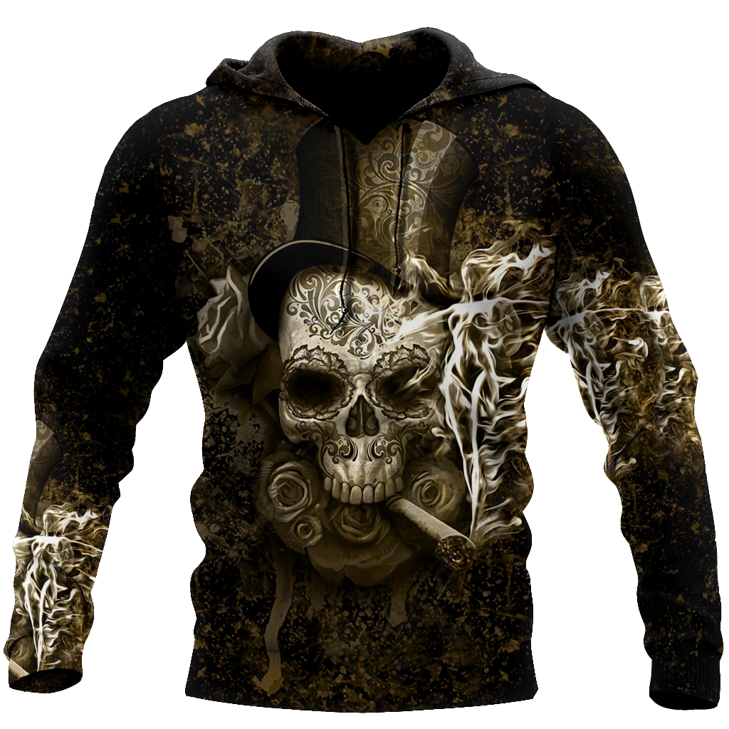 Smoking Skull By ML-Apparel-ML-Hoodie-S-Vibe Cosy™