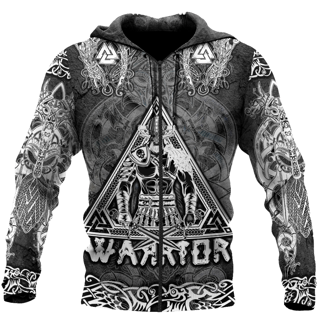 Viking Warriors tattoos 3D all over printed for man and women-Apparel-PL8386-Zipped Hoodie-S-Vibe Cosy™