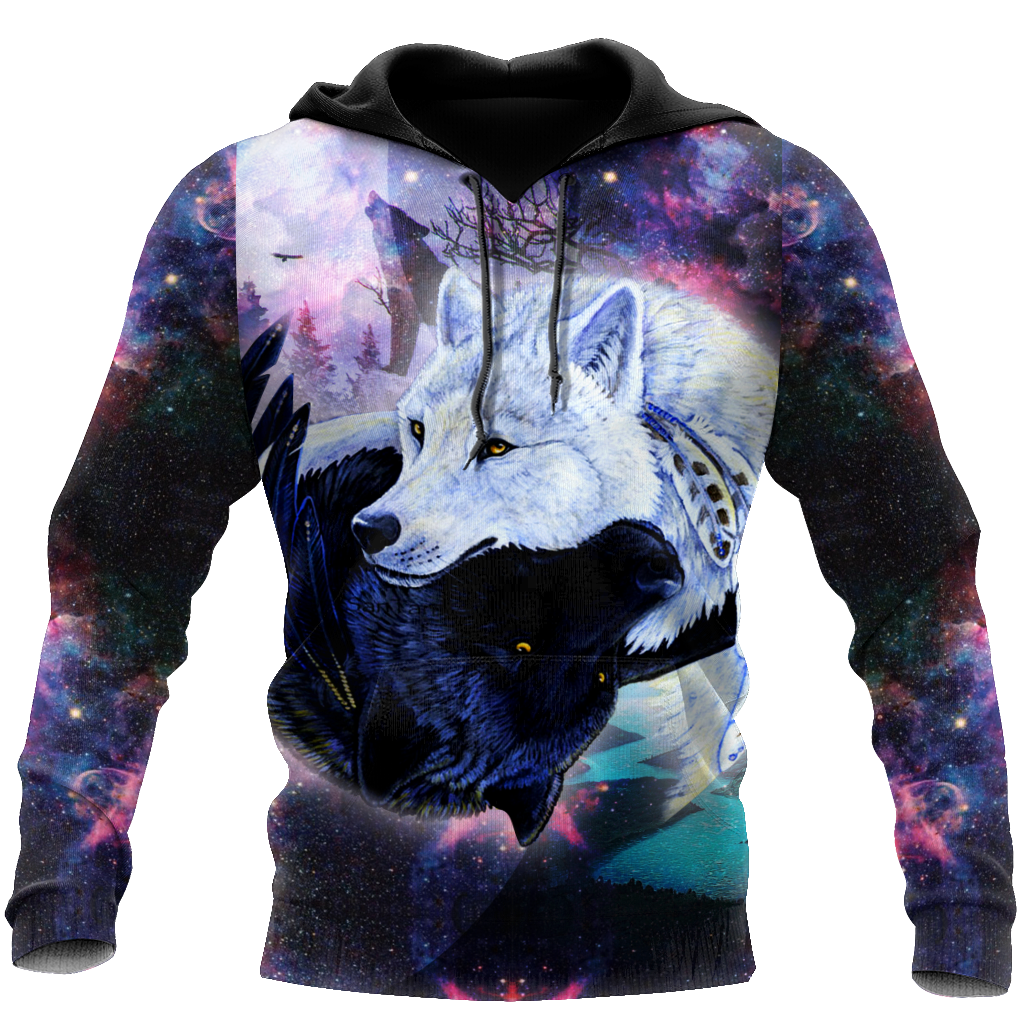 Black and White Norse Wolves Unisex Shirts All Over Printed TNA10222002