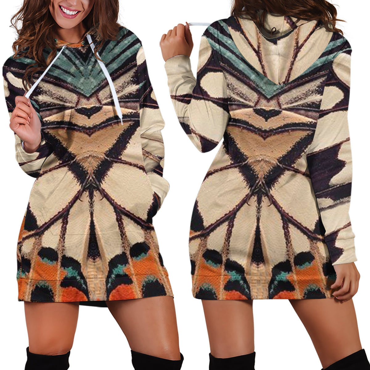 3D All Over Butterflies Hoodie Dress Leggings Blanket-Apparel-Khanh Arts-Hoodie Dress-S-Vibe Cosy™