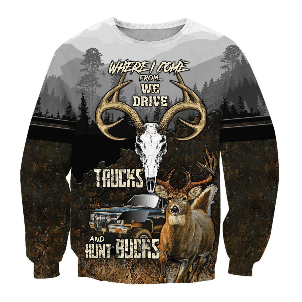 Hunting Bucks Driving Trucks 3D All Over Print Hoodie AM092058