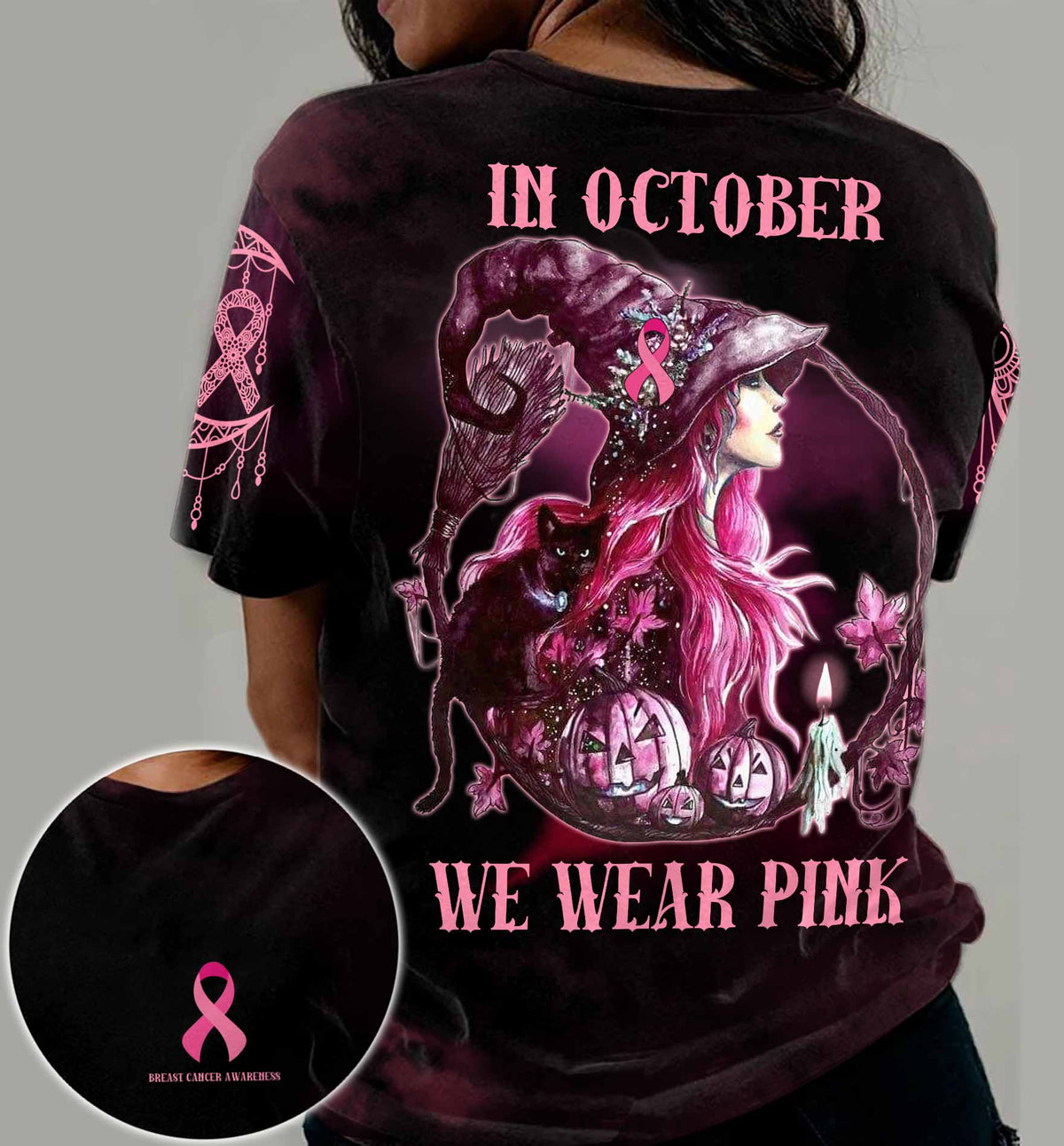 In October We Wear Pink - Breast Cancer Awareness All Over Printed T-Shirt