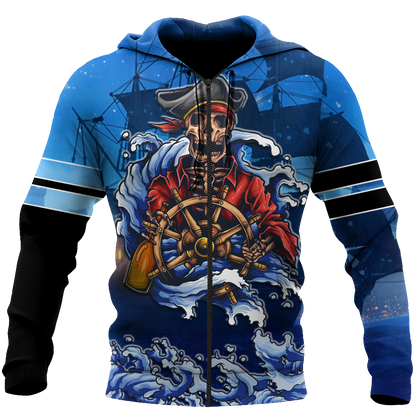 Love Skull pirates 3D all over printed for man and women QB06092001-Apparel-PL8386-Zipped Hoodie-S-Vibe Cosy™