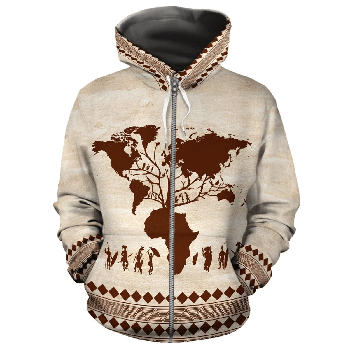 African Zip-Up Hoodie - Root Africa Hoodie-ALL OVER PRINT ZIP HOODIES-HPArt-Men-S-Black-Vibe Cosy™