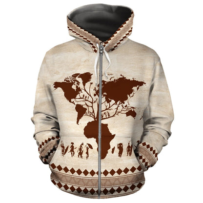 African Zip-Up Hoodie - Root Africa Hoodie-ALL OVER PRINT ZIP HOODIES-HPArt-Men-S-Black-Vibe Cosy™