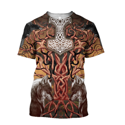 Viking Wolf All Over Printed-ALL OVER PRINT HOODIES-HP Arts-T-Shirt-S-Vibe Cosy™